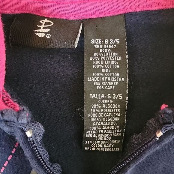 PINK FLOYD NAVY BLUE AND PINK GRAPHIC ZIP-UP HOODIE, SIZE 3-5 - Picture 5 of 7